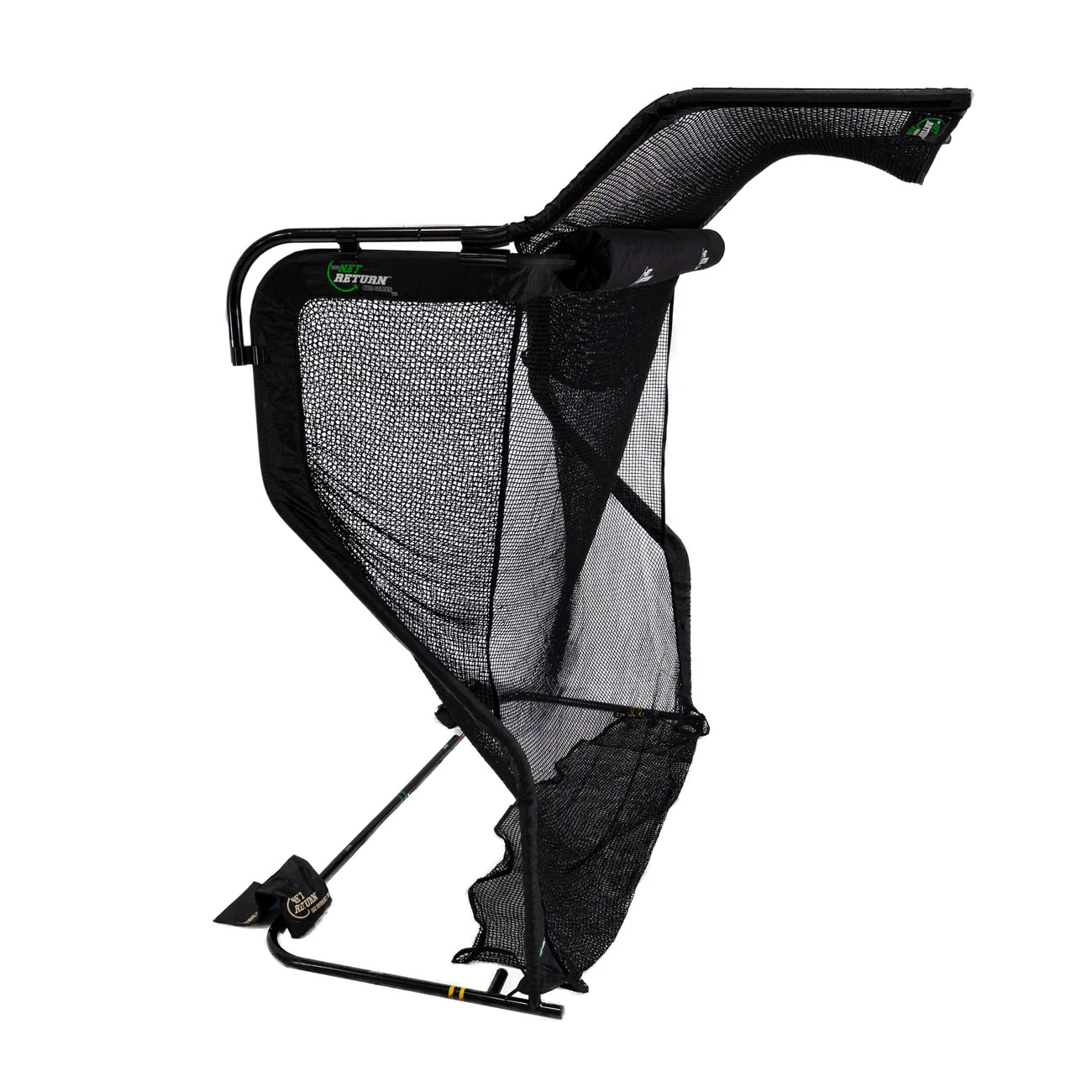 The Net Return golf net with No Fly Zone V2 installed, side view